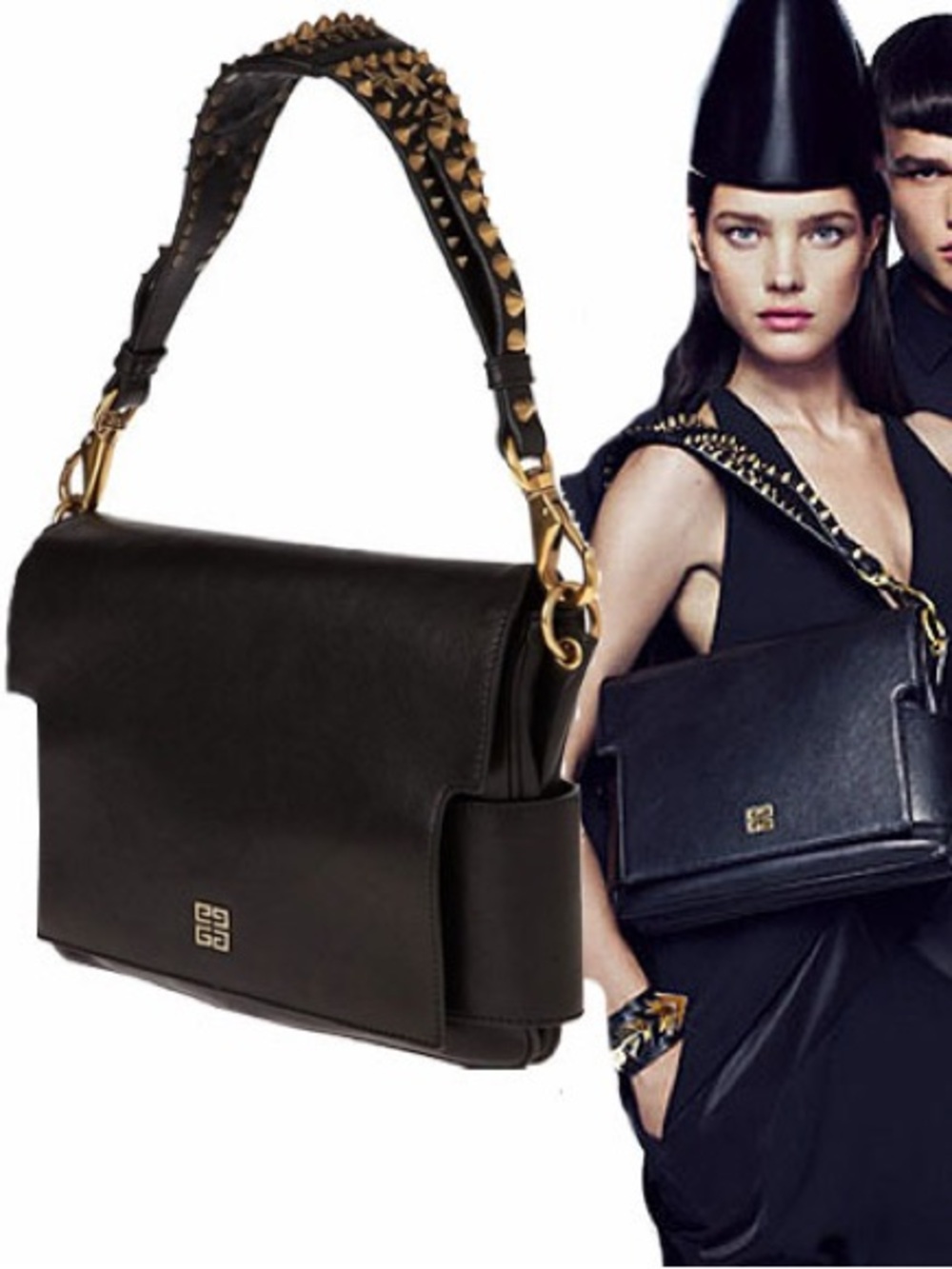 Rare Givenchy Studded Melancholia Shoulder Bag Purse Black Lambskin Ltd. Edition